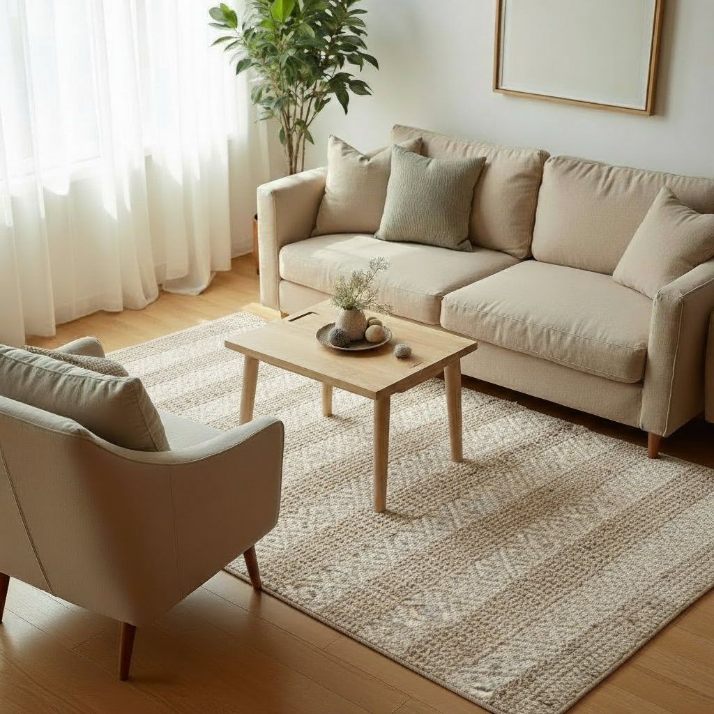 Geflochtener Teppich aus Naturjute – 125 × 73 cm